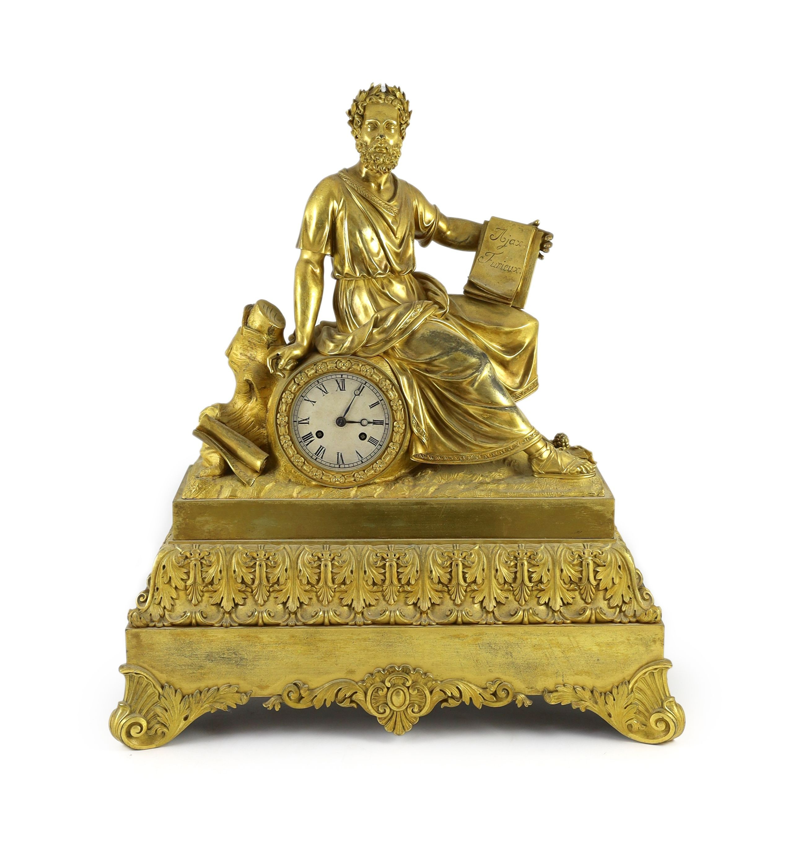 A mid 19th century French ormolu mantel clock, width 54cm, height 60cm